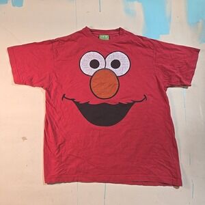 VTG ELMO Big Face Tee Sesame Street Men Size XL T-Shirt Red 2007 Cartoon Faded